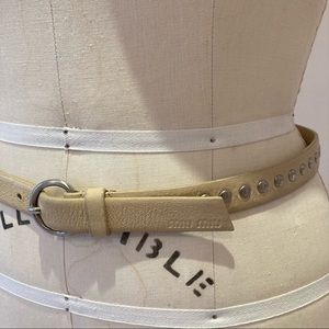 MIU MIU Beige Belt with Metal Studs